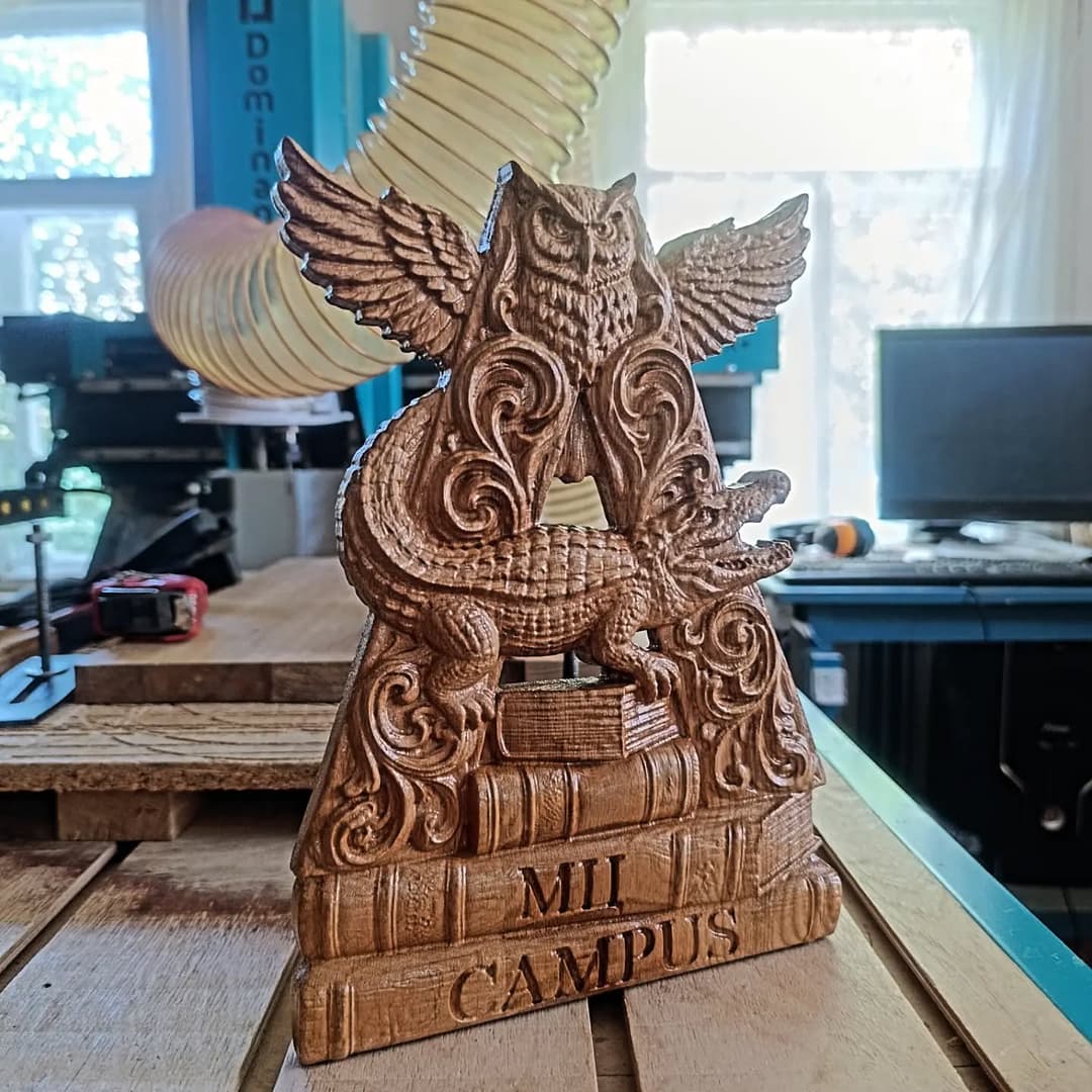 Handcrafted oak wood carving