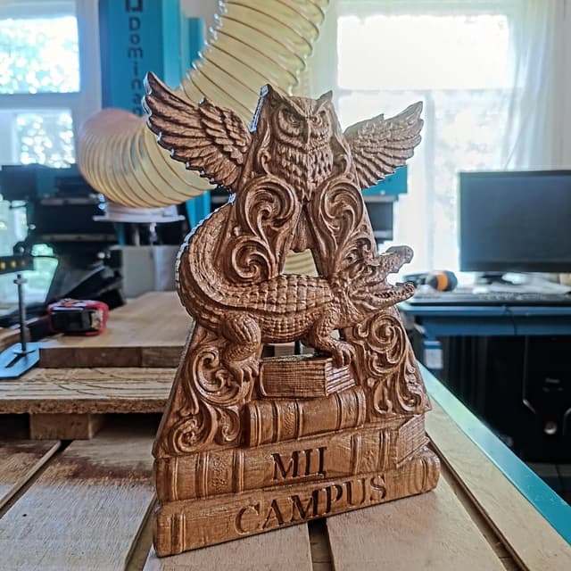 Handcrafted oak wood carving