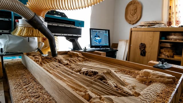 Handcrafted oak wood carving